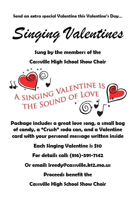 CHS Choir students offer singing Valentines.